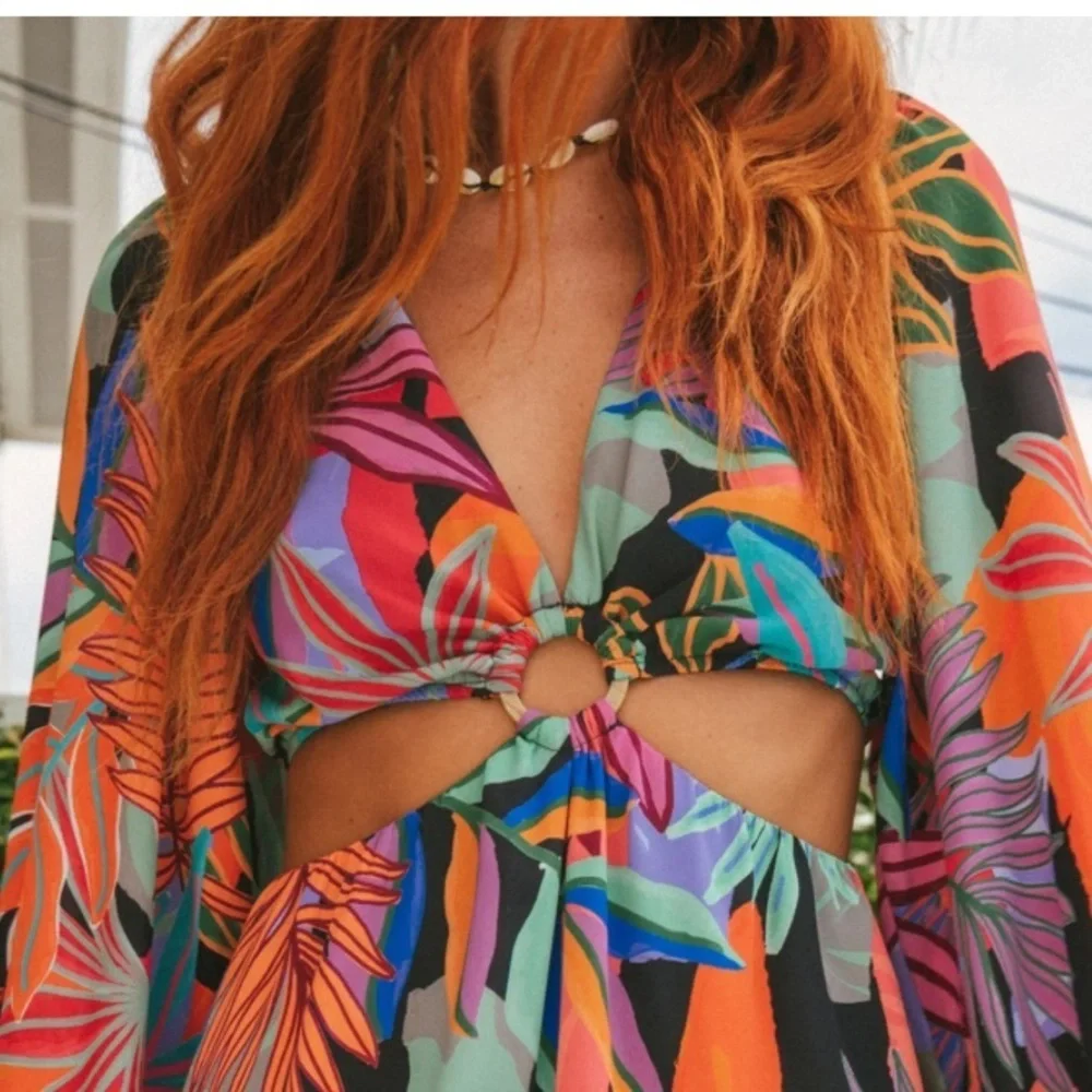 SHOW ME YOUR MUMU Go Out Cut Out Mini Dress Tropical Paradise Size Medium - Picture 8 of 16
